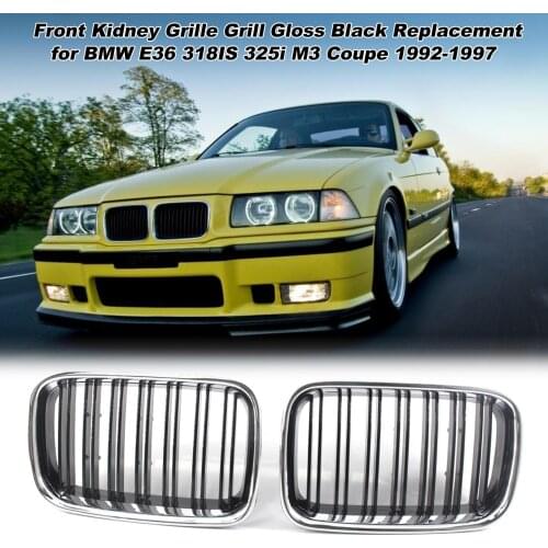Front Kidney Grille Grill Gloss Black Replacement for E36 318IS 325i M3 Coupe 1992-1997