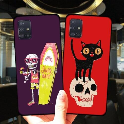 Funny Cat Stepped On Skull Mask Silicone Phone Case Cover For Samsung A51 A71 A01 A10 A11 A21S A30 A31 A40 A41 A50 A60 A70 A9 A7