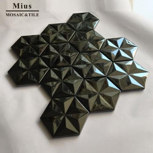 Spical design Black hexagon stainless steel mosaic tiles for commercial area decoration