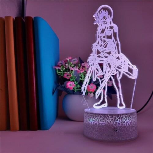 Nightlight Touch Sensor 3D LED Night Light Attack on Titan Anime Desk Lamp Mikasa Ackerman Figure APP Control Holiday Gift for K
