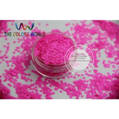 Solvent resistant Sparkles-Neon Rose Carmine Color Stars-shaped Glitter Confetti for Nail Polish and DIY decoration 1Pack =50g