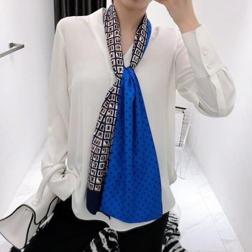 Tie Belt Narrow New Letters Luxury Brand Double-deck Twill Scarf Women Plaid Handkerchief Head Silk Wraps Neckerchief For Ladies