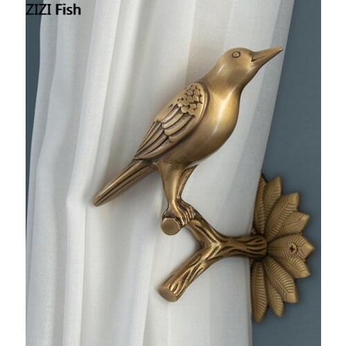 Vintage Brass Curtain Hook Cute Animal Bird Curtain Buckle Modern Wall Decoration Creative Living Room Bedroom Home Decoration