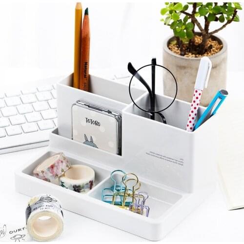 Large Capacity Cute Desk Accessories Pen Holder Pencil Storage Box Desktop Organizer Stand Case School Office Stationery