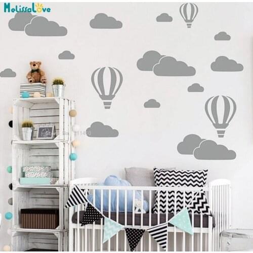 Air Balloons Clouds Wall Stickers Vinyl Art Home Decor Set of 15 Room Kids Baby Decoration Removable YT6191