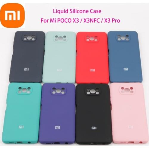Original Xiaomi Mi Poco X3 NFC Silky Soft-Touch Liquid Silicone Phone Protective Cover Case for Poco X3 with logo