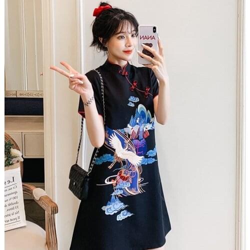 Ladies Dresses New Arrival 2020 Traditional Chinese Dress Qipao Robe Vintage Femme Cheongsam Plus Size Summer Clothes 11208