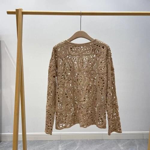 2021 Autumn Winter Elegant Classic Knitted Pullover Sweater Woman Jacquard Hollow Out Luxury Designer Cashmere Sweater