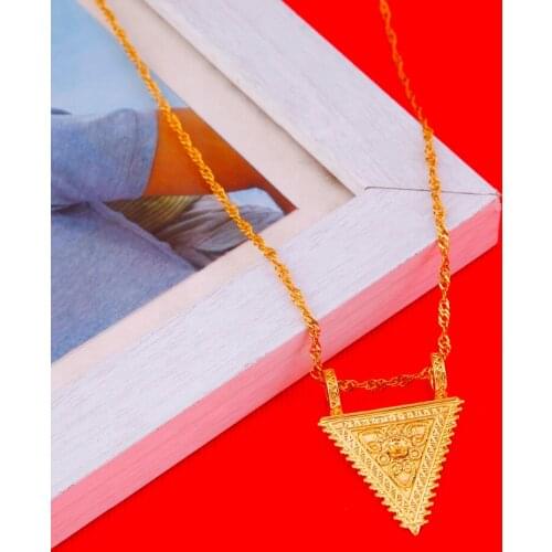 Ethiopian Charm Pendant Necklaces Womens African Gold Color Dubai Necklaces Cross Jewelry