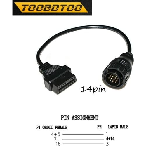 10PCS/Lot ar Adapter Diagnostic Interface to OBD2 16 Pin Adapter Cable Connector Cable For Mercedes For Benz Sprinter 14Pin C