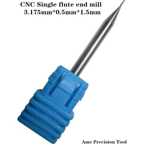 3.175mm*0.5mm*1.5mm Freeshipping CNC carbide end mill tool,Single Flute Spiral end mill,Class-AA Tungsten end milling cutter