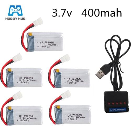 3/4/5pcs Original3.7V 400mah Battery for RC H107 H31 KY101 E33C E33 U816A V252 H6C 25C RC Quadcopter 752035 Lipo Battery Group