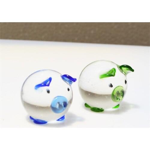 3.5cm K9 Crystal Pig Figurines Miniatures Glass Animal Miniature House Decoration Fengshui Crafts Cute Ornaments