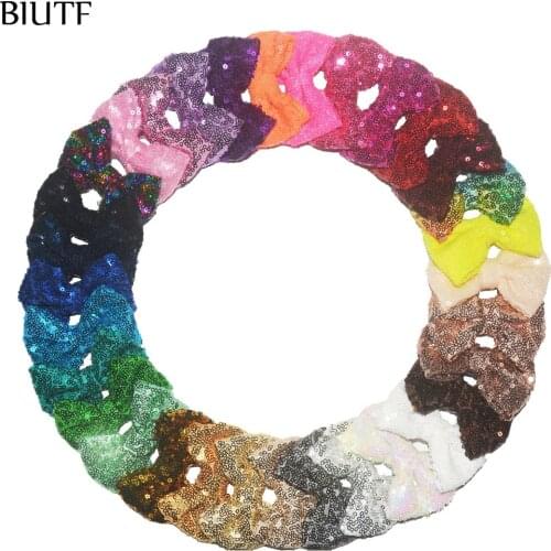 32Pcs/Lot Hand Work 3.4'' Messy Sequin Bow with Barrettes Hair Clips Kids Headwear Fashion Accessories HDJ117