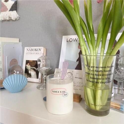 340ml Ins Korea Glass Water Bottle Office Cup Fashion Bottle Glass Cup Coffee Mug Gift Transparent Drinkware Milk Strawberry Cup