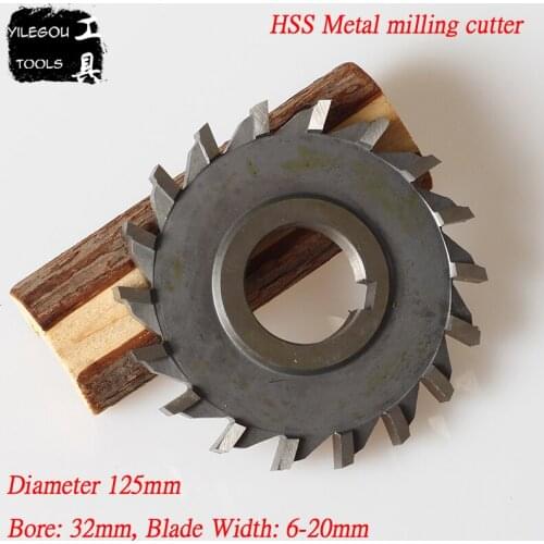 5" HSS Milling Cutter For Metal 125mm High-speed Steel Circular Caw Blades 20 Teeth HSS Soltting Cutter, Width 6-20mm, Bore 32mm
