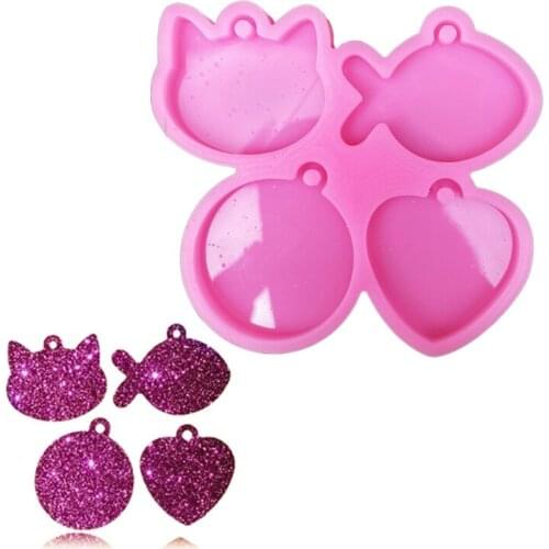 5 Pcs Fish Cat Round Pet Tag Pendant Epoxy Resin Mold Hanging Sign Keychain Silicone Mould DIY Crafts Decorations Jewelry Castin