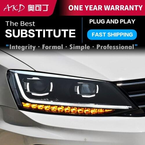 AKD tuning cars Headlight For VW Jetta MK6 Headlights LED DRL Running lights Bi-Xenon Beam Fog lights angel eyes Auto levels