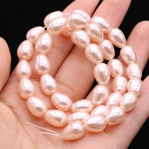 Natural shell bead white drop shape pink beaded loose spacer beads for jewelry making DIY necklace bracelet earrings accessory