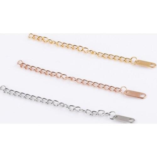 5pcs/Lot Stainless Steel Extension Tail Chain Tag Lobster Clasp DIY Bracelet Necklace Extender Chains Jewelry Making Findings
