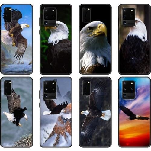 Black tpu Case For Samsung galaxy S20 /S20 PLUS/S20 ultra/S20+ /S20FE back cover Black Eagle Fly the Sky Colorful Fashionable