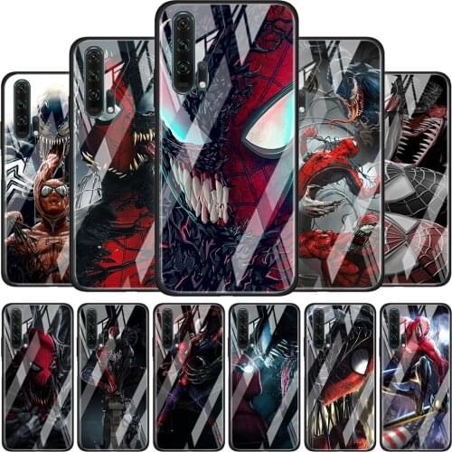 Spiderman And Venom Tempered Glass Cover For Honor 30 20 10 9X 8X Lite Pro Plus Phone Case Coque Shell