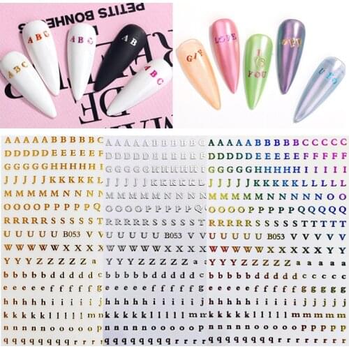 Black White 3D Letter Nail Sticker English Words Alphabet Number Self Adhesive Decal Slider Nail Art Manicures Decoration Tool