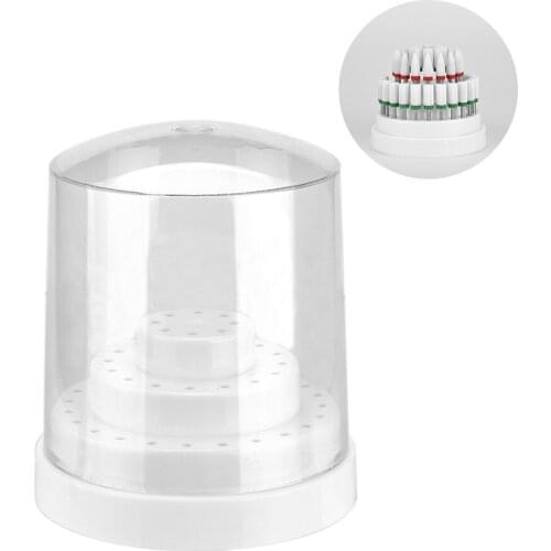 48 Holes Nail Art Drill Bits Storage Holder Stand Plastic Display Tool Organizer Box Container With Cover Manicure Accessories