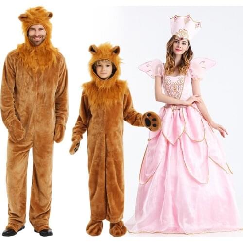 Child boy man Lion Costume Kids Adult Animal costumes Halloween Cosplay Clothes Fancy Wizard of Oz Movie Role Jumpsuit