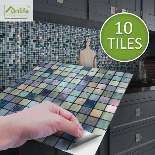Funlife Blue Metal Mosaic Tiles On Kitchen Background Wall With Wire Drawing Silver Non-slip Bath
