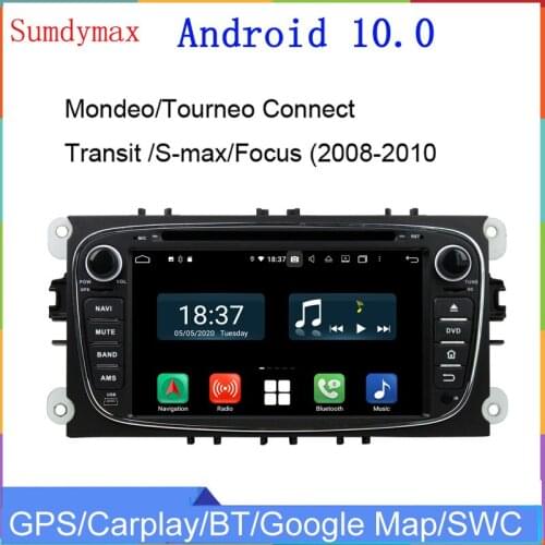 HD 1024*600 Android10 car radio multimedia player for ford FOCUS Mondeo S-MAX C-MAX 2007-2011 car audio stereo headunit WiFi