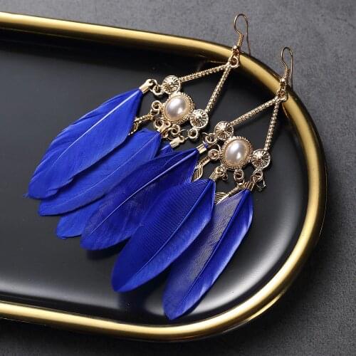 K-pop triangle leaf feather earrings women long style fashion tassels new earrings popular earrings clothing accessories