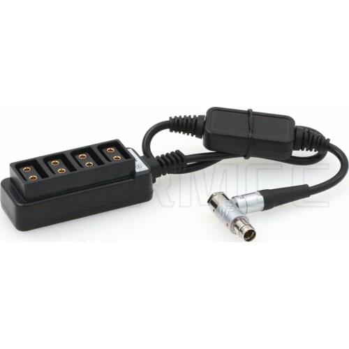 Elbow Fischer 3 Pin RS of ARRI Red Camera 12V Regulated Power Out to 4 D-tap Female Hub Splitter Cable