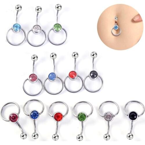 1PC Surgical Steel Navel Piercing Rhinestone Belly Piercing Ombligo Belly Button Rings Nombril Navel Rings Earrings Body Jewelry
