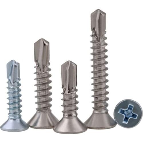 GuHua Stainless Steel Cross Countersunk Flat Head Drill Tail Self Tapping Screw KA Hardened Phillips Self Drilling Screws 20pcs