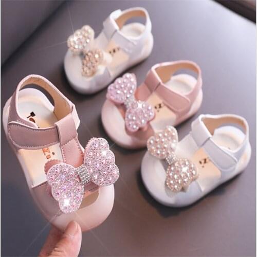Newest Summer Kids Shoes 2021 Fashion Leathers Sweet Children Sandals For Girls Toddler Baby Breathable Hoolow Out Bow Shoes