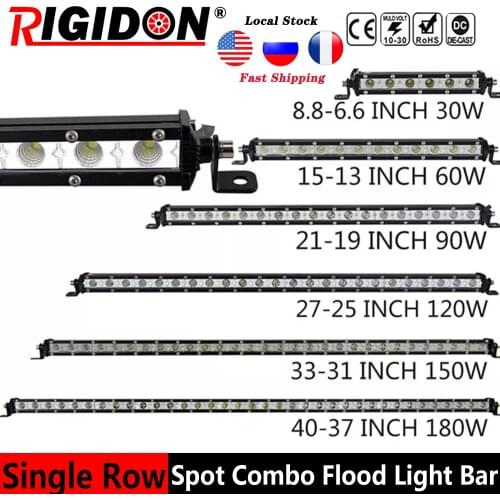 RIGIDON 7/13/20/26/32/38inch Straight Single Row Slim Led light Bar Driving Lights Fog Lights for Truck Boat Car Vehicles SUV