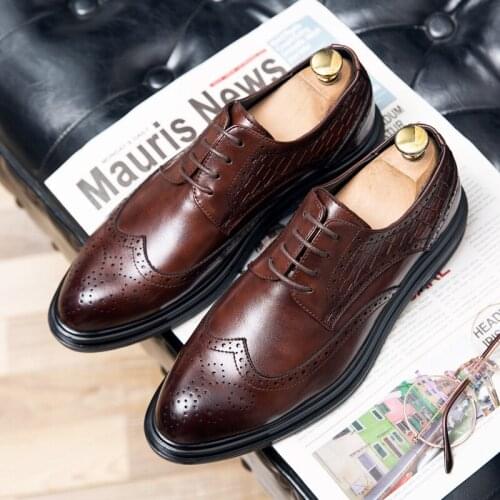 Leather Men Dress Shoes Luxury Mens Business Oxfords Classic Fashion Lace-up Oxford Shoes Comfort Spring autumn wedding Shoes