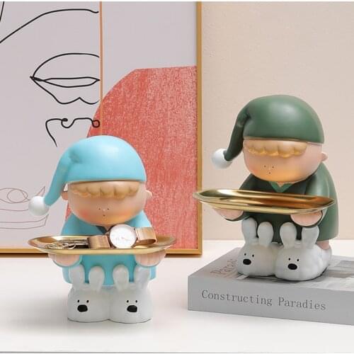 Pajamas boy porch key storage rack decoration living room TV cabinet coffee table desktop decoration home soft decorations