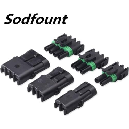10 set Waterproof connector for car 1P 2P 3P 4P 6P car waterproof connector Delphi male and female plug Crimp range 0.5-1.5mm2