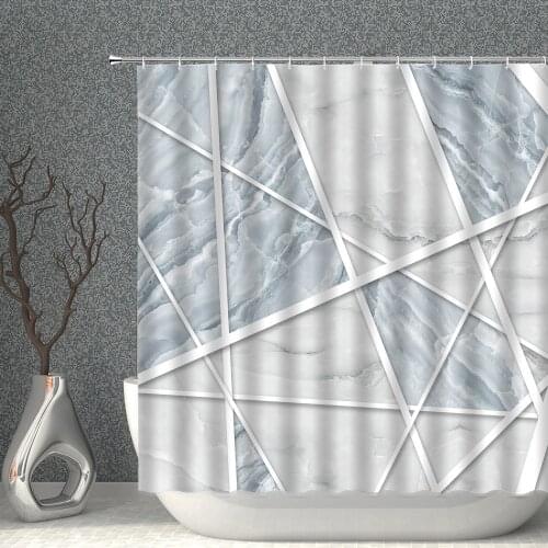 Geometric Marble Shower Curtain Bathroom Irregular Colorful Modern Family Bathroom Screen Bath Decor Backdrop Curtain Multi Size
