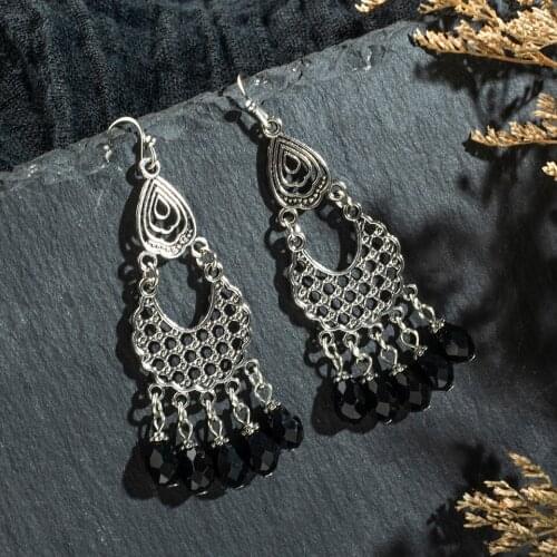 Bohemian Hollow Ethnic Long Dangling Tassel Big Acrylic Pendant 2019 new Fashion Earrings For Women Accessory Bijoux jewelry