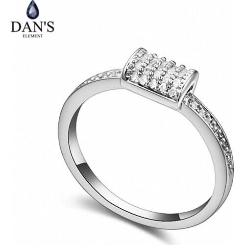 DANS Real Austrian Crystals Brand AAA Zirconia Micro Inlays Fashion Ring for women New Geometric 109676white