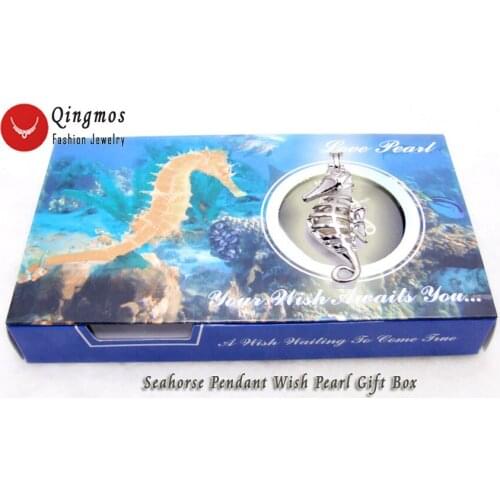 Qingmos Love Pearl Chokers Necklace for Women With 13*39mm Key Cage Wish Pearl Holder Trendy Pendant Necklace Gift Box-3645