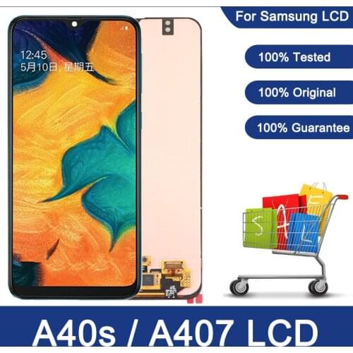 Super Amoled 6.4''LCD For Samsung Galaxy A40s LCD Touch Screen Digitizer For Samsung A407 A407F A407FD Display Repair With Frame