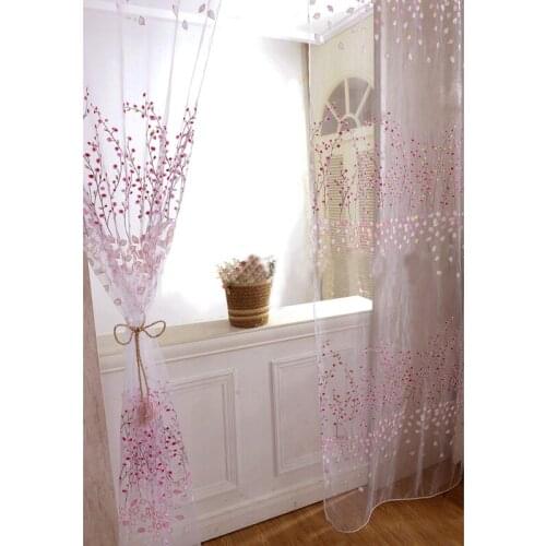 1 pc 2016 Lovely Pastoral Wintersweet Flower Printed Voile Door Window Balcony Sheer Screening Curtains for Bedroom living room