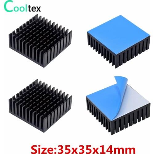 10pcs 35x35x14mm Aluminum Heatsink Heat Sink for Electronic Chip IC With Thermal Conductive Tape