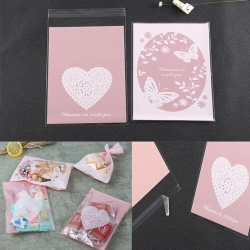 100Pcs Candy Cookie Gift Bag DIY Self Adhesive Pouch Wedding Birthday Party Candy Bags