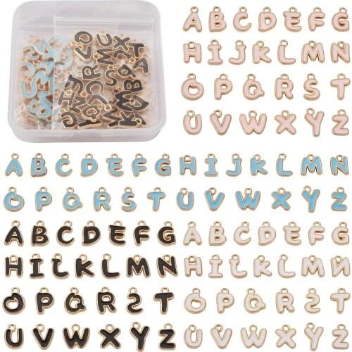 104pcs/Box Alloy Enamel Alphabet Charms Letter A~Z for Jewelry Making DIY Bracelet Necklace Accessories Decor 11x6.5x2mm