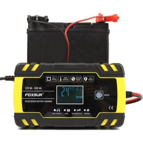12V 24V Car Motorcycle Battery Charger LCD Display lead acid batteries Repair Mode car Repair Charger accessories